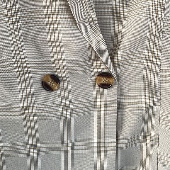 PRETTYLITTLETHING women’s loose fit stone checked woven blazer NWT size 4 - Picture 6 of 16